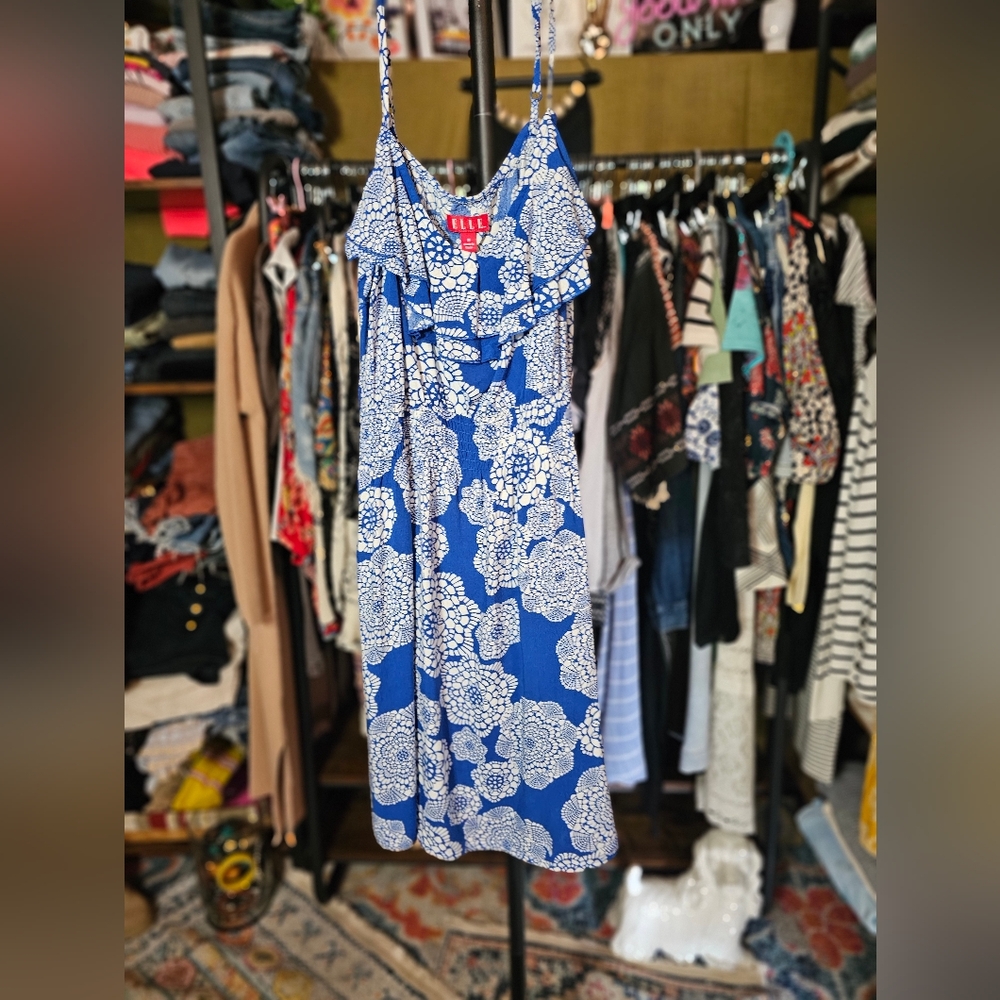 Addition Elle Blue and White Floral Dress